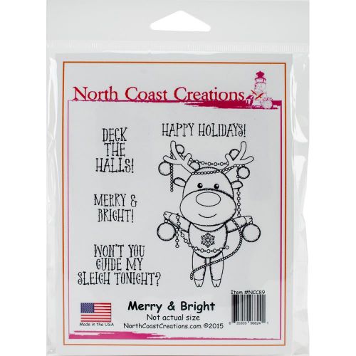 North Coast Creations - Merry And Bright - Cling Rubber Stamps 5"X6.75"